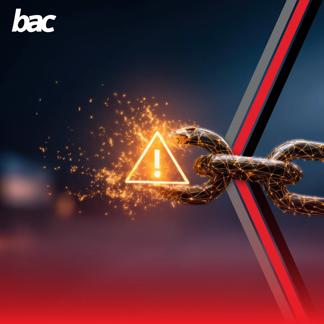 Broken chain and warning symbol representing the cost of customs errors